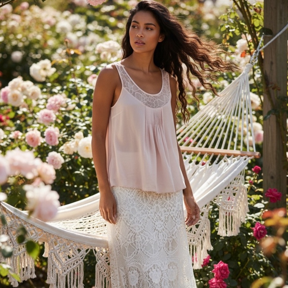 Oscar de la Renta soft pink romantic tank top